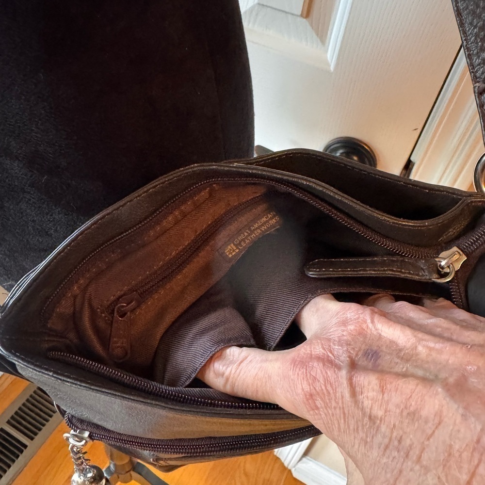 Elegant Brown Leather Shoulder Bag by Great American Leather Works - Picture 12 of 16